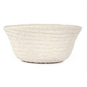 Zentique White Cross Weave Bowl with Textured Ceramic Finish — Elegant White Centerpiece for Serving & Display W10.25 x H5 x D10 CB3490-26-R11