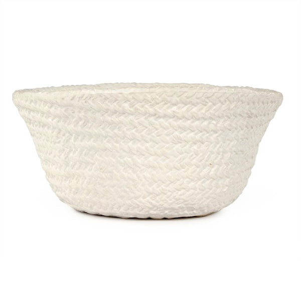 Zentique White Cross Weave Bowl with Textured Ceramic Finish — Elegant White Centerpiece for Serving & Display W10.25 x H5 x D10 CB3490-26-R11
