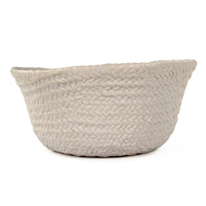 Zentique Grey Grey Cross Weave Bowl Small elegant ceramic centerpiece with textured weave, muted glaze charm W10.25 x H5 x D10 CB3490-26-R604