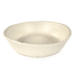 Zentique White Cross Weave Bowl — Sculptural Ceramic Centerpiece with Raised Texture, Glossy White Finish W15.5 x H4.25 x D14 CB3490-40-R11