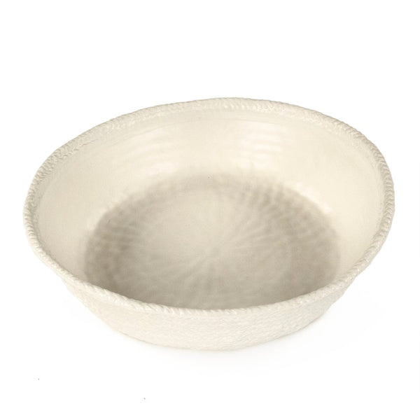 White Cross Weave Bowl Large Matte White CB3490-40-R11 Zentique