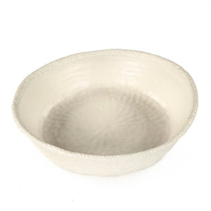 Zentique White Cross Weave Bowl — Sculptural Ceramic Centerpiece with Raised Texture, Glossy White Finish W15.5 x H4.25 x D14 CB3490-40-R11