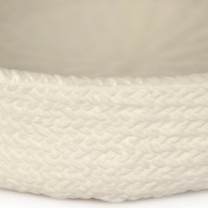 Zentique White Cross Weave Bowl — Sculptural Ceramic Centerpiece with Raised Texture, Glossy White Finish W15.5 x H4.25 x D14 CB3490-40-R11