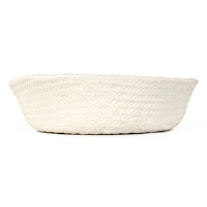 Zentique White Cross Weave Bowl — Sculptural Ceramic Centerpiece with Raised Texture, Glossy White Finish W15.5 x H4.25 x D14 CB3490-40-R11