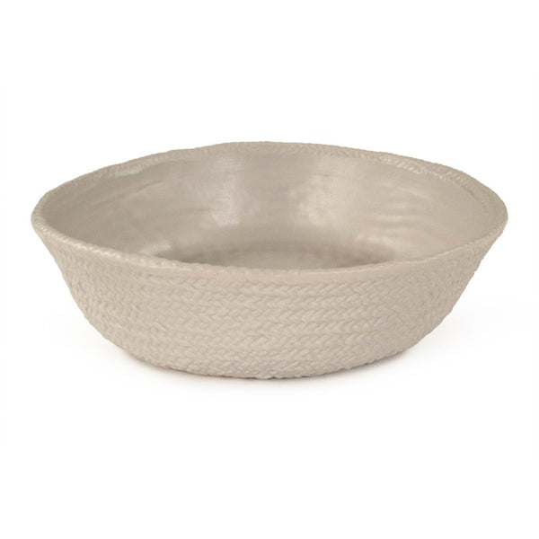 Zentique Grey Grey Cross Weave Bowl Large — Textured Ceramic Centerpiece in Neutral Grey Glaze for Elegant Dining W15.5 x H4.25 x D14 CB3490-40-R604