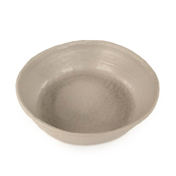 Zentique Grey Grey Cross Weave Bowl Large — Textured Ceramic Centerpiece in Neutral Grey Glaze for Elegant Dining W15.5 x H4.25 x D14 CB3490-40-R604