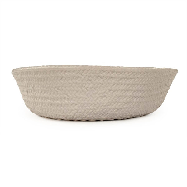 Zentique Grey Grey Cross Weave Bowl Large — Textured Ceramic Centerpiece in Neutral Grey Glaze for Elegant Dining W15.5 x H4.25 x D14 CB3490-40-R604