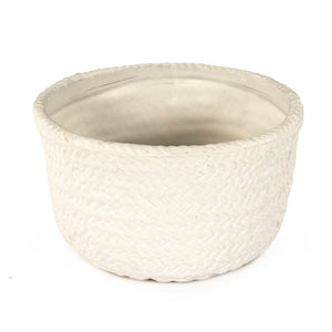 Zentique White Cross Weave Bowl with Textured Ceramic Finish — Elegant White Centerpiece for Serving & Display W7.75 x H4.5 x D7.5 CB3491-20-R11