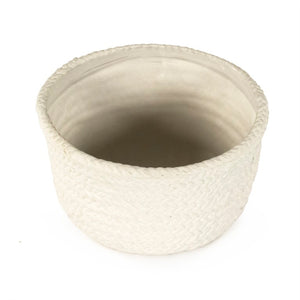 Zentique White Cross Weave Bowl with Textured Ceramic Finish — Elegant White Centerpiece for Serving & Display W7.75 x H4.5 x D7.5 CB3491-20-R11