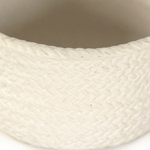 Zentique White Cross Weave Bowl with Textured Ceramic Finish — Elegant White Centerpiece for Serving & Display W7.75 x H4.5 x D7.5 CB3491-20-R11