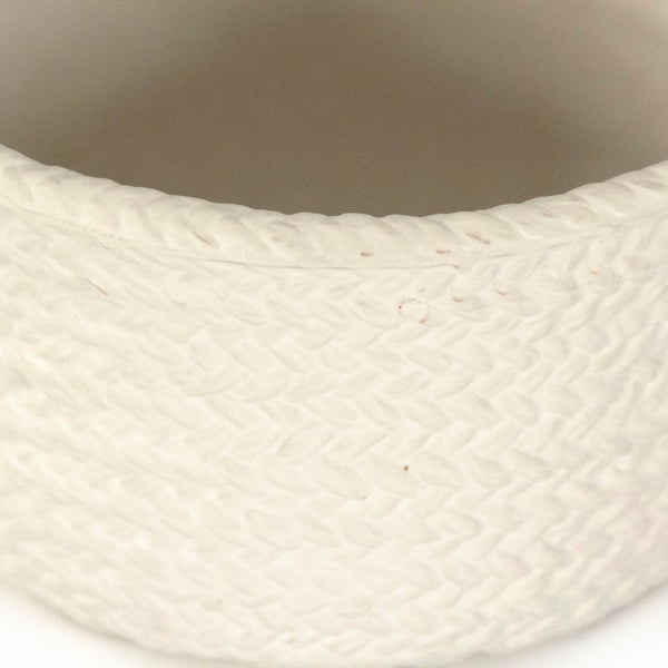 Zentique White Cross Weave Bowl with Textured Ceramic Finish — Elegant White Centerpiece for Serving & Display W7.75 x H4.5 x D7.5 CB3491-20-R11