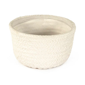 Zentique Grey Grey Cross Weave Bowl Small elegant ceramic centerpiece with textured weave, muted glaze charm W7.75 x H4.5 x D7.5 CB3491-20-R604