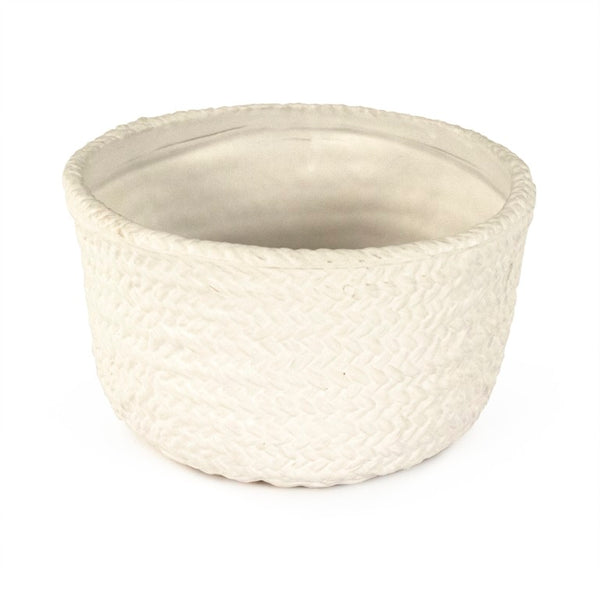 Zentique Grey Grey Cross Weave Bowl Small elegant ceramic centerpiece with textured weave, muted glaze charm W7.75 x H4.5 x D7.5 CB3491-20-R604