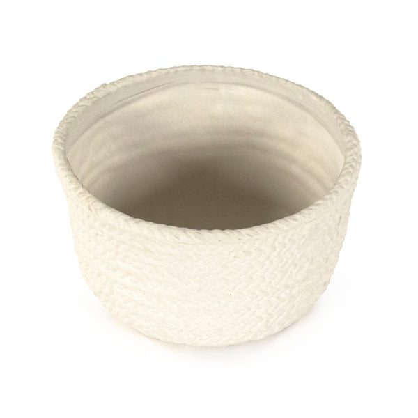 Zentique Grey Grey Cross Weave Bowl Small elegant ceramic centerpiece with textured weave, muted glaze charm W7.75 x H4.5 x D7.5 CB3491-20-R604