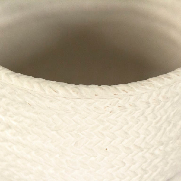 Zentique Grey Grey Cross Weave Bowl Small elegant ceramic centerpiece with textured weave, muted glaze charm W7.75 x H4.5 x D7.5 CB3491-20-R604