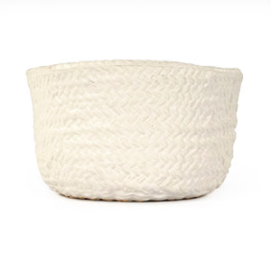 Zentique Grey Grey Cross Weave Bowl Small elegant ceramic centerpiece with textured weave, muted glaze charm W7.75 x H4.5 x D7.5 CB3491-20-R604
