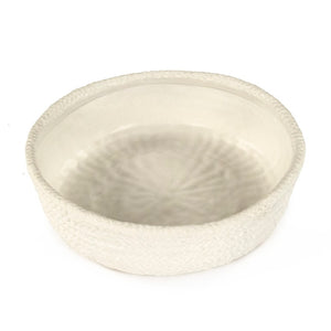 Zentique White Cross Weave Bowl — Sculptural Ceramic Centerpiece with Raised Texture, Glossy White Finish W11.5 x H3.5 x D11 CB3491-30-R11