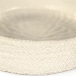 Zentique White Cross Weave Bowl — Sculptural Ceramic Centerpiece with Raised Texture, Glossy White Finish W11.5 x H3.5 x D11 CB3491-30-R11