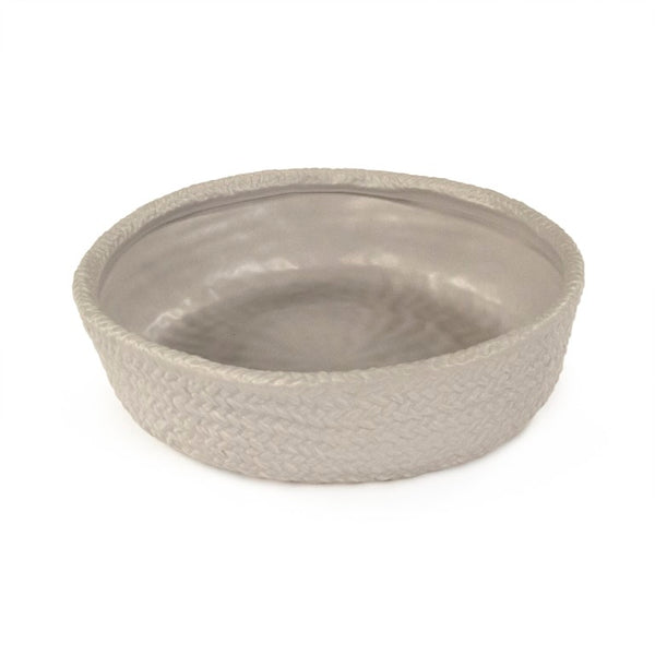 Zentique Grey Grey Cross Weave Bowl Large — Textured Ceramic Centerpiece in Neutral Grey Glaze for Elegant Dining W11.5 x H3.5 x D11 CB3491-30-R604