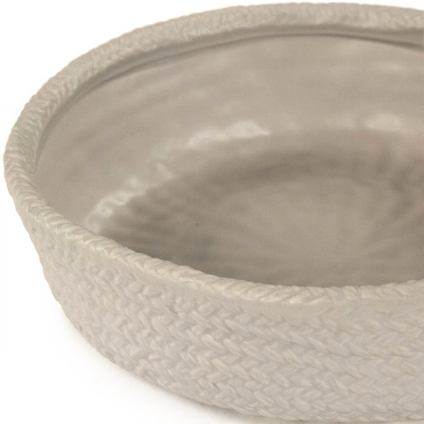 Zentique Grey Grey Cross Weave Bowl Large — Textured Ceramic Centerpiece in Neutral Grey Glaze for Elegant Dining W11.5 x H3.5 x D11 CB3491-30-R604