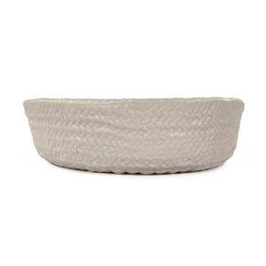 Zentique Grey Grey Cross Weave Bowl Large — Textured Ceramic Centerpiece in Neutral Grey Glaze for Elegant Dining W11.5 x H3.5 x D11 CB3491-30-R604