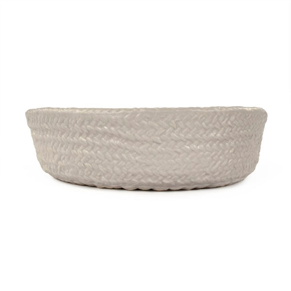 Zentique Grey Grey Cross Weave Bowl Large — Textured Ceramic Centerpiece in Neutral Grey Glaze for Elegant Dining W11.5 x H3.5 x D11 CB3491-30-R604