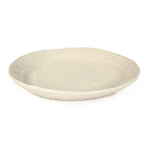 Zentique White Cross Weave Bowl with Textured Ceramic Finish — Elegant White Centerpiece for Serving & Display W10.5 x H1.5 x D10.5 CB3492-27-R11