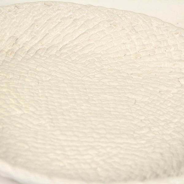 Zentique White Cross Weave Bowl with Textured Ceramic Finish — Elegant White Centerpiece for Serving & Display W10.5 x H1.5 x D10.5 CB3492-27-R11