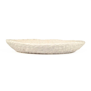 Zentique White Cross Weave Bowl with Textured Ceramic Finish — Elegant White Centerpiece for Serving & Display W10.5 x H1.5 x D10.5 CB3492-27-R11
