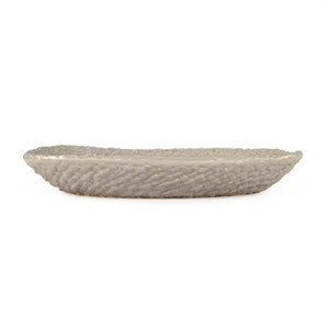 Zentique Grey Grey Cross Weave Bowl Small elegant ceramic centerpiece with textured weave, muted glaze charm W10.5 x H1.5 x D10.5 CB3492-27-R604