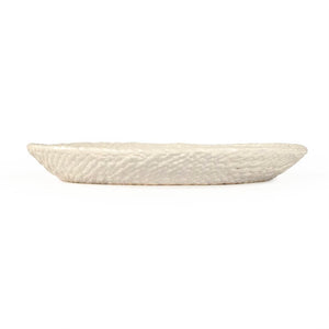 Zentique White Cross Weave Platter Medium — Elegant 13.25" Ceramic Serving Platter with Textured Glossy Finish CB3492-34-R11