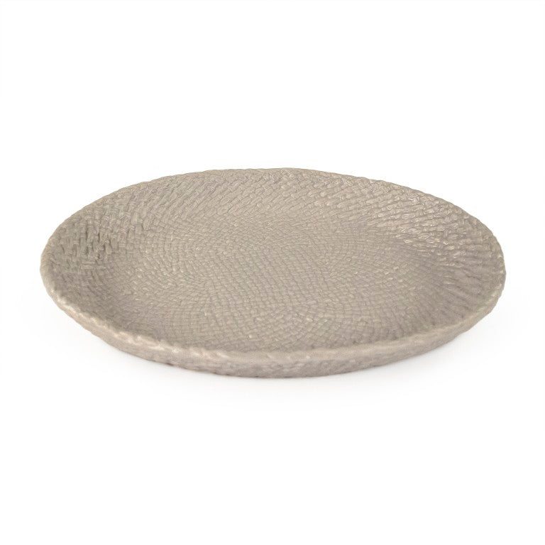 Zentique Grey Cross Weave Platter Medium — Textured Ceramic Serving Platter 13.25" Durable Grey Centerpiece for Appetizers & Desserts CB3492-34-R604