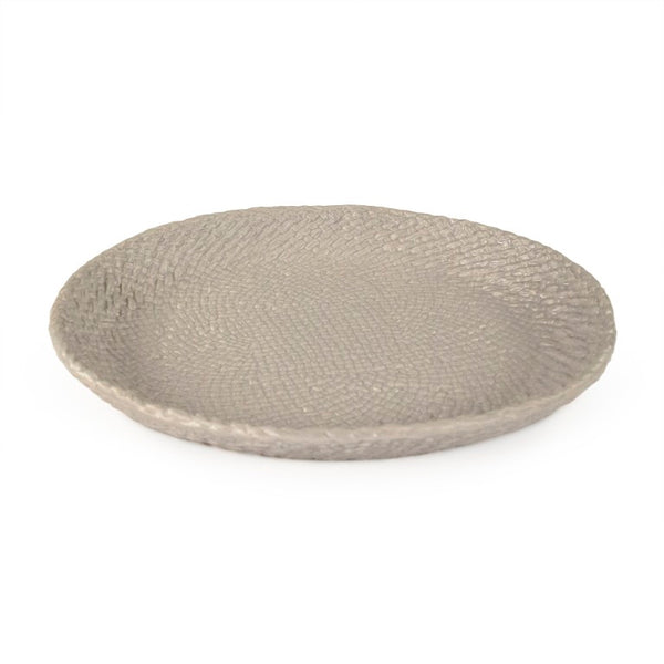 Zentique Grey Cross Weave Platter Medium — Textured Ceramic Serving Platter 13.25" Durable Grey Centerpiece for Appetizers & Desserts CB3492-34-R604