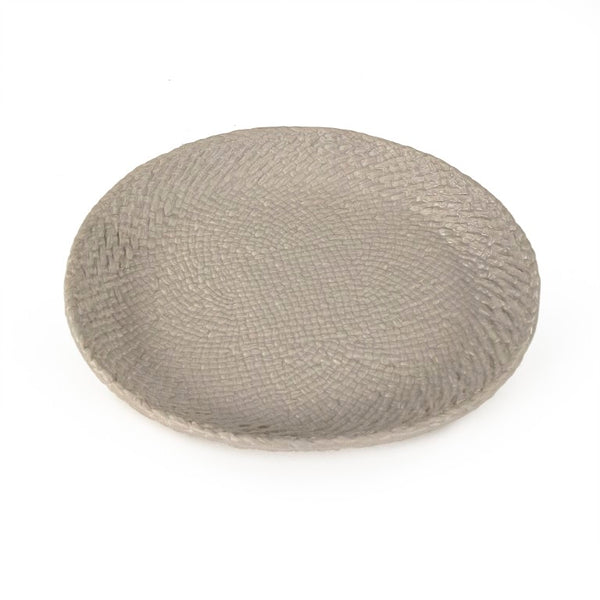 Zentique Grey Cross Weave Platter Medium — Textured Ceramic Serving Platter 13.25" Durable Grey Centerpiece for Appetizers & Desserts CB3492-34-R604
