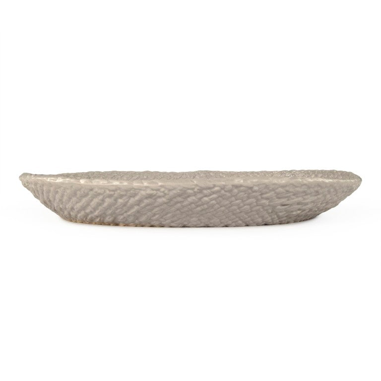 Zentique Grey Cross Weave Platter Medium — Textured Ceramic Serving Platter 13.25" Durable Grey Centerpiece for Appetizers & Desserts CB3492-34-R604