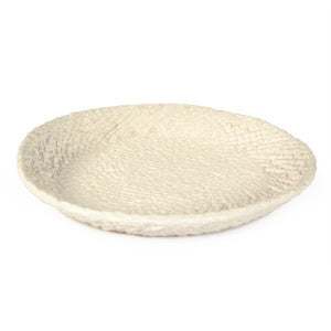 Zentique White Cross Weave Bowl — Sculptural Ceramic Centerpiece with Raised Texture, Glossy White Finish W16.25 x H2.25 x D8 CB3492-41-R11