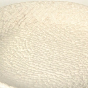 Zentique White Cross Weave Bowl — Sculptural Ceramic Centerpiece with Raised Texture, Glossy White Finish W16.25 x H2.25 x D8 CB3492-41-R11