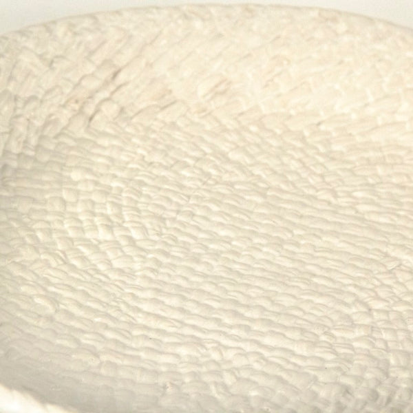 Zentique White Cross Weave Bowl — Sculptural Ceramic Centerpiece with Raised Texture, Glossy White Finish W16.25 x H2.25 x D8 CB3492-41-R11