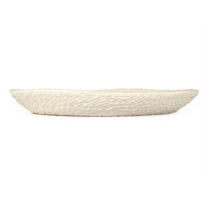 Zentique White Cross Weave Bowl — Sculptural Ceramic Centerpiece with Raised Texture, Glossy White Finish W16.25 x H2.25 x D8 CB3492-41-R11