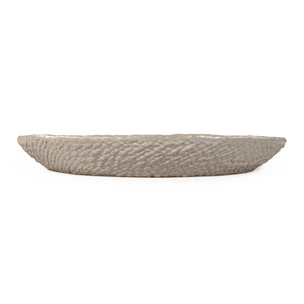 Grey Cross Weave Platter Large Matte Cool Grey CB3492-41-R604 Zentique
