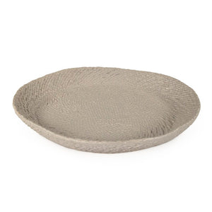 Zentique Grey Grey Cross Weave Bowl Large — Textured Ceramic Centerpiece in Neutral Grey Glaze for Elegant Dining W16.25 x H2.25 x D8 CB3492-41-R604