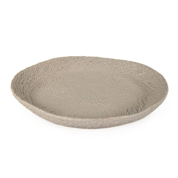 Zentique Grey Grey Cross Weave Bowl Large — Textured Ceramic Centerpiece in Neutral Grey Glaze for Elegant Dining W16.25 x H2.25 x D8 CB3492-41-R604