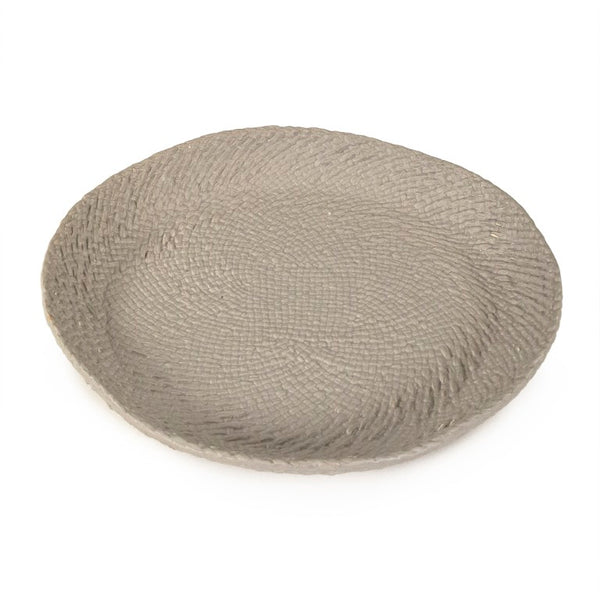 Zentique Grey Grey Cross Weave Bowl Large — Textured Ceramic Centerpiece in Neutral Grey Glaze for Elegant Dining W16.25 x H2.25 x D8 CB3492-41-R604