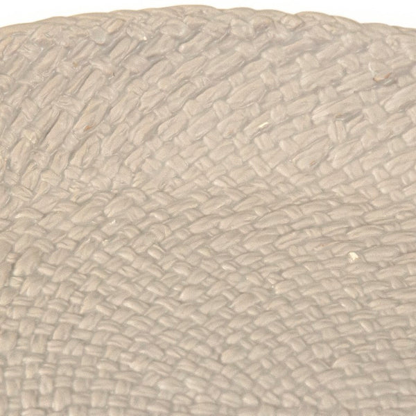 Zentique Grey Grey Cross Weave Bowl Large — Textured Ceramic Centerpiece in Neutral Grey Glaze for Elegant Dining W16.25 x H2.25 x D8 CB3492-41-R604