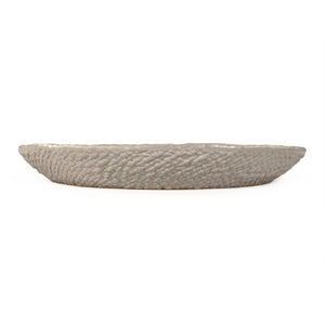 Zentique Grey Grey Cross Weave Bowl Large — Textured Ceramic Centerpiece in Neutral Grey Glaze for Elegant Dining W16.25 x H2.25 x D8 CB3492-41-R604