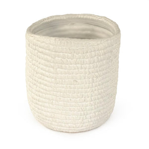 Zentique White Cross Weave Bowl with Textured Ceramic Finish — Elegant White Centerpiece for Serving & Display W7 x H7.75 x D7 CB3493-20-R11