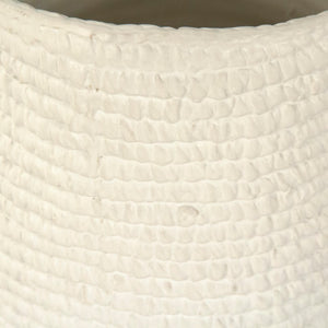 Zentique White Cross Weave Bowl with Textured Ceramic Finish — Elegant White Centerpiece for Serving & Display W7 x H7.75 x D7 CB3493-20-R11