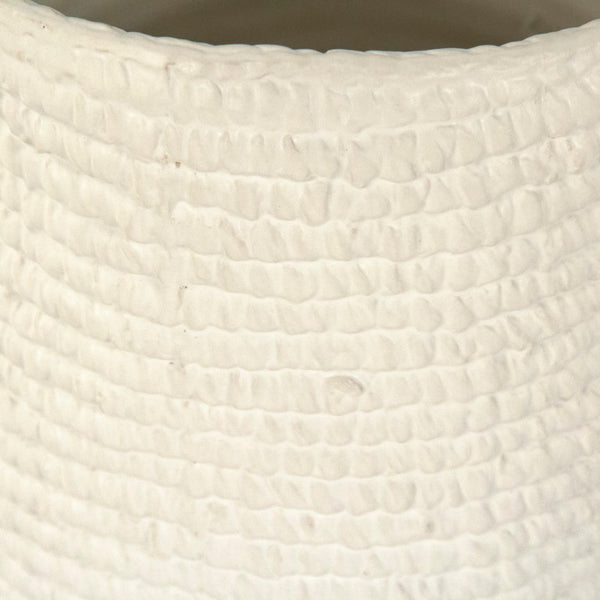 Zentique White Cross Weave Bowl with Textured Ceramic Finish — Elegant White Centerpiece for Serving & Display W7 x H7.75 x D7 CB3493-20-R11