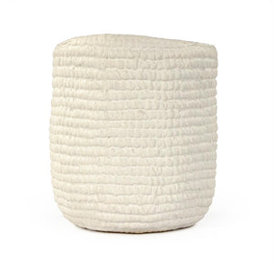 Zentique White Cross Weave Bowl with Textured Ceramic Finish — Elegant White Centerpiece for Serving & Display W7 x H7.75 x D7 CB3493-20-R11