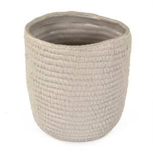 Zentique Grey Grey Cross Weave Bowl Small elegant ceramic centerpiece with textured weave, muted glaze charm W7 x H7.75 x D7 CB3493-20-R604